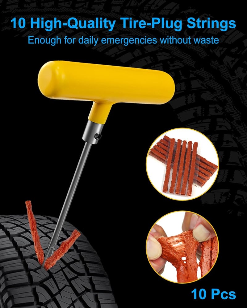 Beanewone Tire Repair Kit with Plugs, Tire Plug Kit Heavy Duty Professional for Car, ATV, Motorcycle, Truck, Flat Tire Emergency Repair (Boxed Type - 19 PCs) - Image 4